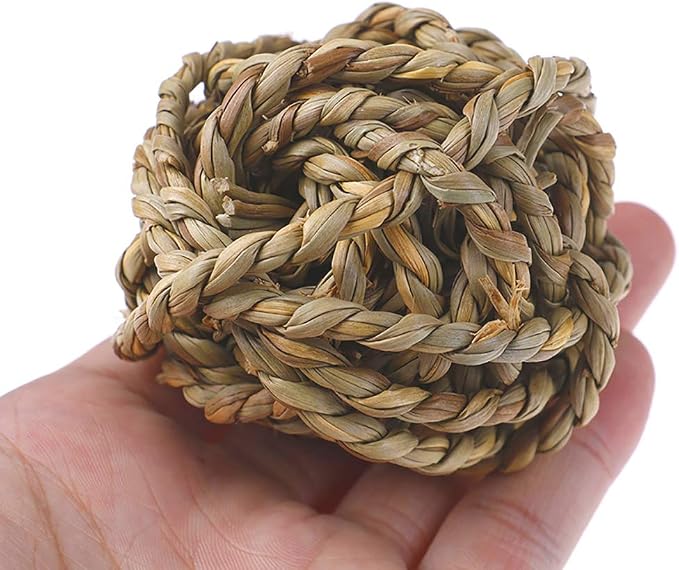 Hamiledyi 15PCS Rabbit Grass Balls 2.8in Large Guinea Pig Balls Small Animal Activity Enrichment Toy for Bunny Chinchilla Hamster Gerbil Grinding Playing