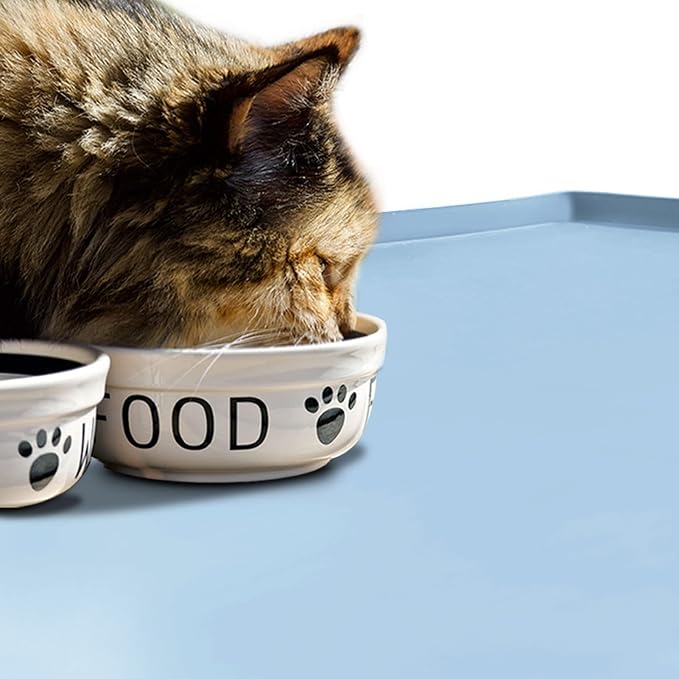 Dog Food Mat,Silicone Waterproof Food Tray,Non Slip Pet Bowl Mats Placemat,1" Raised Edge,Suitable for Most Small and Medium Sized Pets,32" x 24"