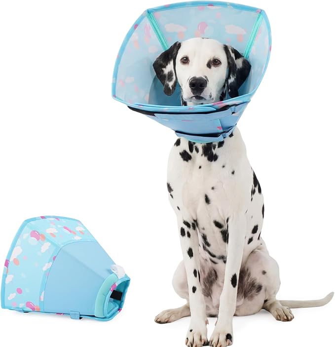 Allroaring Dog Cone, Soft Dog Cone Collar to Stop Licking, Adjustable Cones for Large Dogs, Comfy Pet Recovery Collars & Cones Alternative for After Surgery Wound Healing, Blue XL