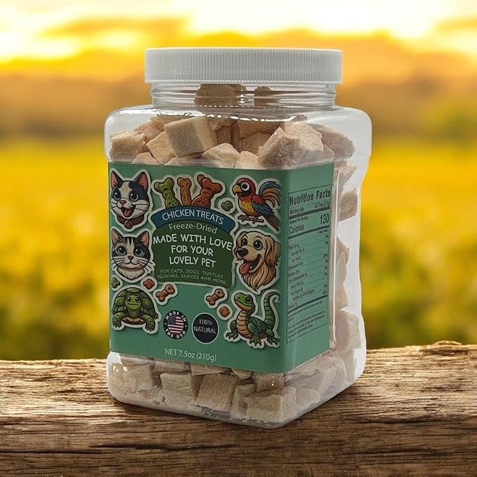 Freeze Dried pet Treats (7oz, Chicken) Thoughtfully Crafted to Satisfy Multiple Types of Animal Companions.