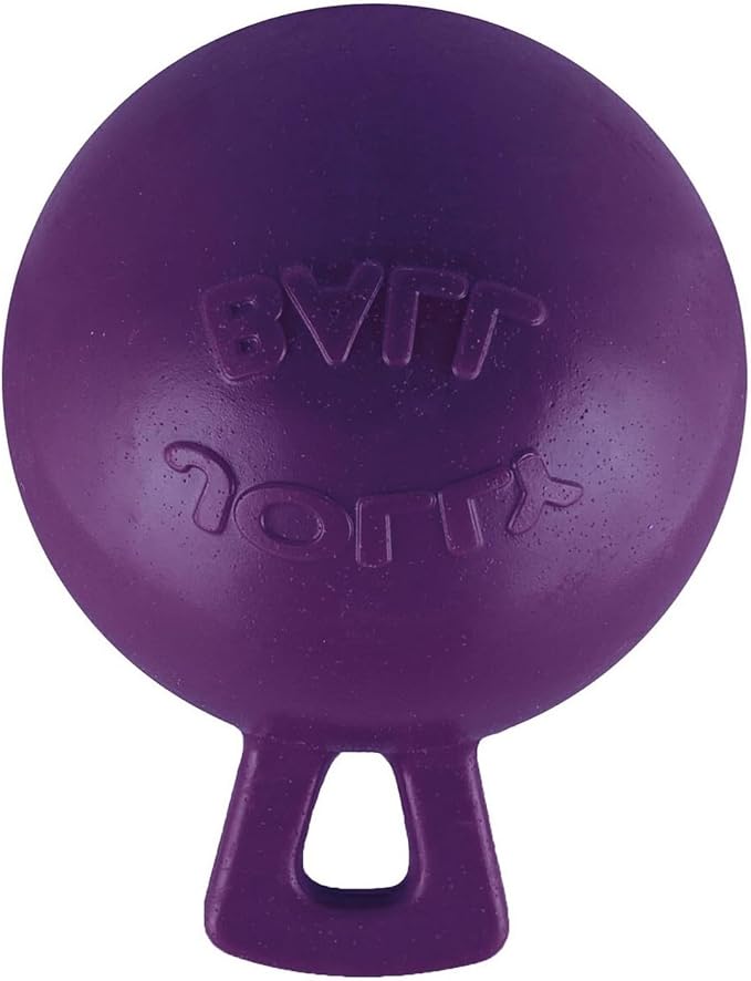 Jolly Pets Tug-n-Toss Heavy Duty Dog Toy Ball with Handle, 8 Inches/Large, Red (408 RD)