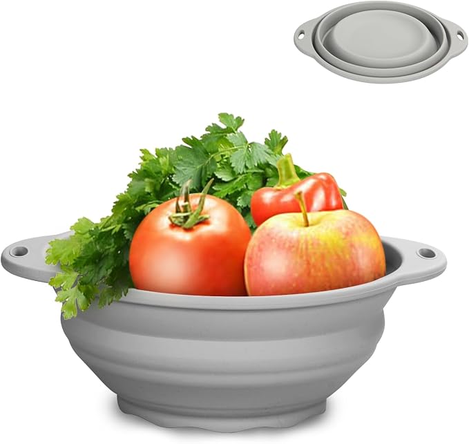 Collapsible Silicone Mixing Bowl - 1800ml(60 fl oz) - BPA Free, Dishwasher Safe, Non-Slip Base Space Saving for Kitchen, Camping & Travel (Blue)