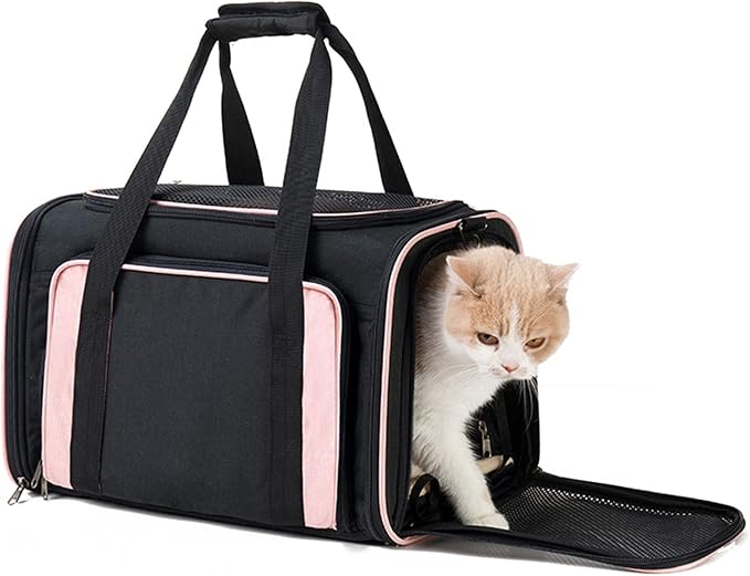 Expandable Pet Carrier Airline Approved,Soft-Sided Dog Cat Carrier Bag,Collapsible Kennel Pet Travel Bag,Washable Pads,Shoulder Strap for Cats, Puppy and Small Animals
