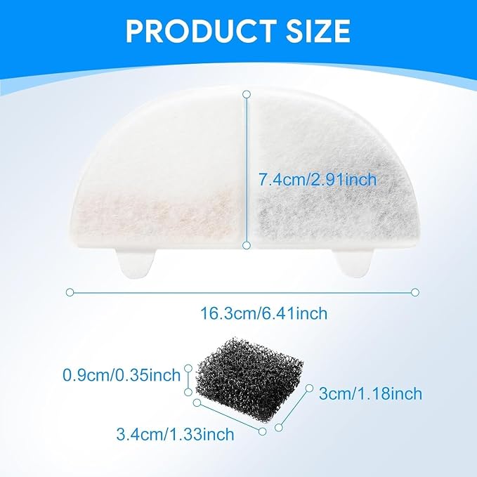 20 Pack Cat Water Fountain Filter Replacement Compatible with Homerunpet Pet Fountain Filters Replacement for Wireless Pumps Pet Fountain WF20/CF20