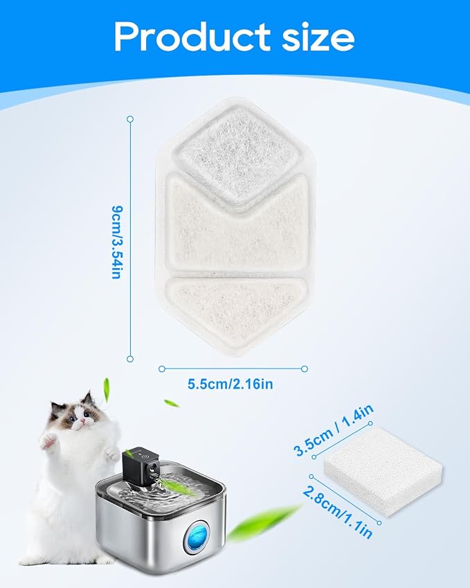 Replacement Filters for Cat Water Fountain Compatible with Speedeer Cat Water Fountain Filters Replacement Fit for 135oz/4L ZTI0506, 6+6 Pack