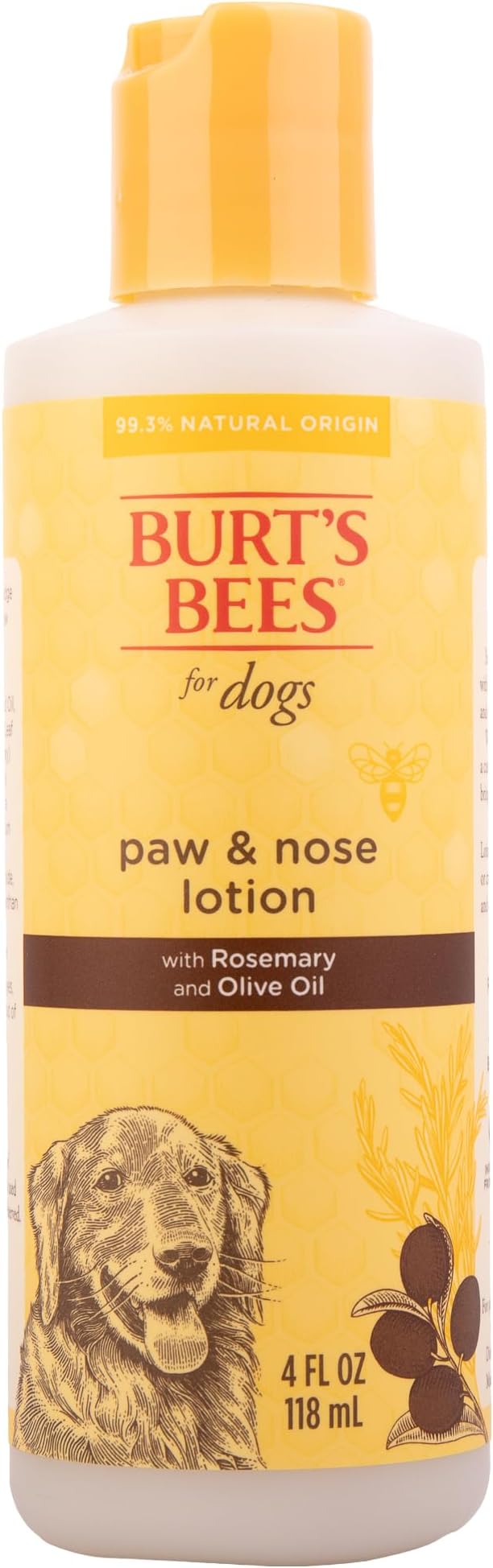 BURT'S BEES FOR PETS Dog Paw and Nose Lotion with Rosemary and Olive Oil Moisturizing Paw Balm for Dry Cracked Pads and Dog Nose Butter Paw Lotion for Dogs Skin Care 4 FL OZ Cruelty Free