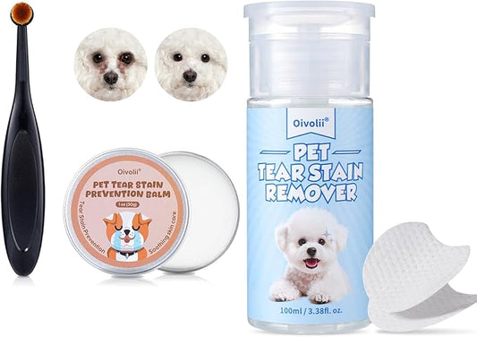 Tear Stain Remover Balm+ Natural Tear Stain Remover Liquid for Dogs and Cats