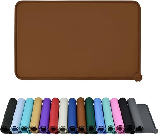 Reopet Silicone Pet Feeding Mat - Waterproof & Non-Slip Dog Cat Placemat | High Raised Edges Prevent Food & Water Spills to Protect Floors, Easy to Clean, Fit for Dog Cat Bowls
