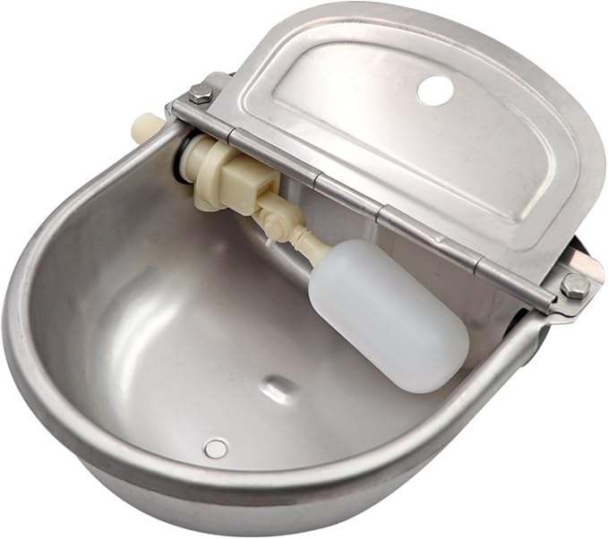 Livestock Water Trough Stainless Steel Automatic Waterer Bowl | Wall Mounted, with Float Valve and Drain Plug, Automatic Dog Water Bowl Outdoor, Suitable for Dogs Chickens Goat Pig Horse