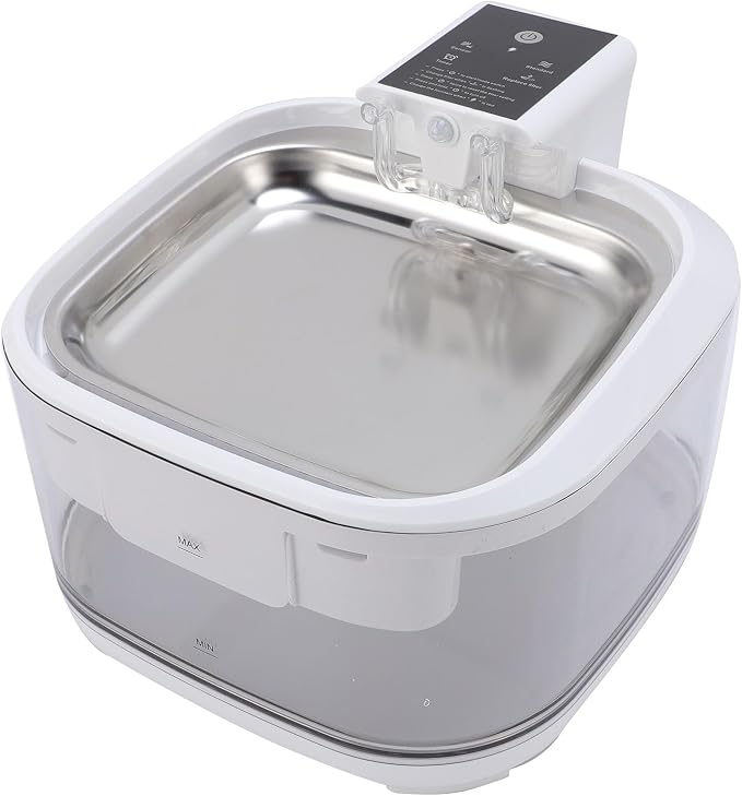 4.5L Stainless Steel Cat Water Fountain, Quiet Battery Operated Pet Water Fountain for Cats and Dogs with Motion Sensor, Ultra Quiet Pump, Multi Filtration with Auto Cycle System
