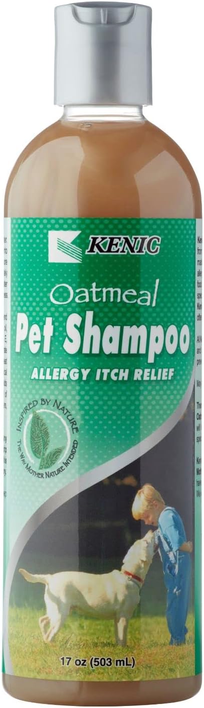 Kenic Oatmeal Anti-Itch Pet Shampoo with Almond Oil – Soothing, Conditioning & Deodorizing Relief for Dogs & Cats, Puppy-Safe, Made in USA
