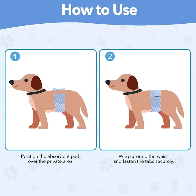 Male Dog Diaper Disposable Wraps for Waist 24–29.5 in,22 Count Leakproof, Super Absorbent, Adjustable Fit, Wetness Indicator, XL