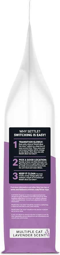 WORLD'S BEST CAT LITTER Multiple Cat Lavender Scented 32-Pounds - Natural Ingredients, Quick Clumping, Flushable, 99% Dust Free & Made in USA - Calming Fragrance & Long-Lasting Odor Control