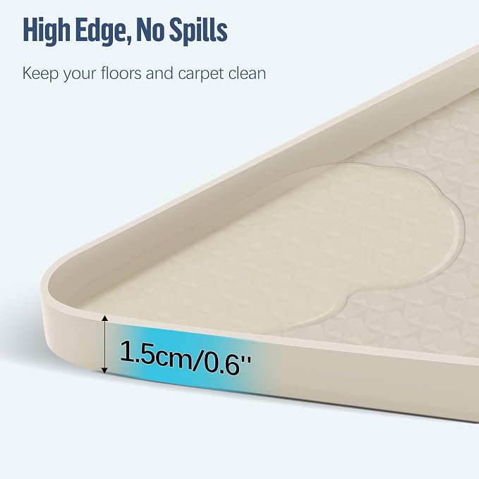 Pee Pad Holder for Dogs, 51" x 25.6" Silicone Pee Tray Mat Leak-Proof, High Edge, No Spill Pet Pad Holder for Puppy, Cat, Rabbit, Training Pads for Floor Protection, No Pee Pads (Beige)