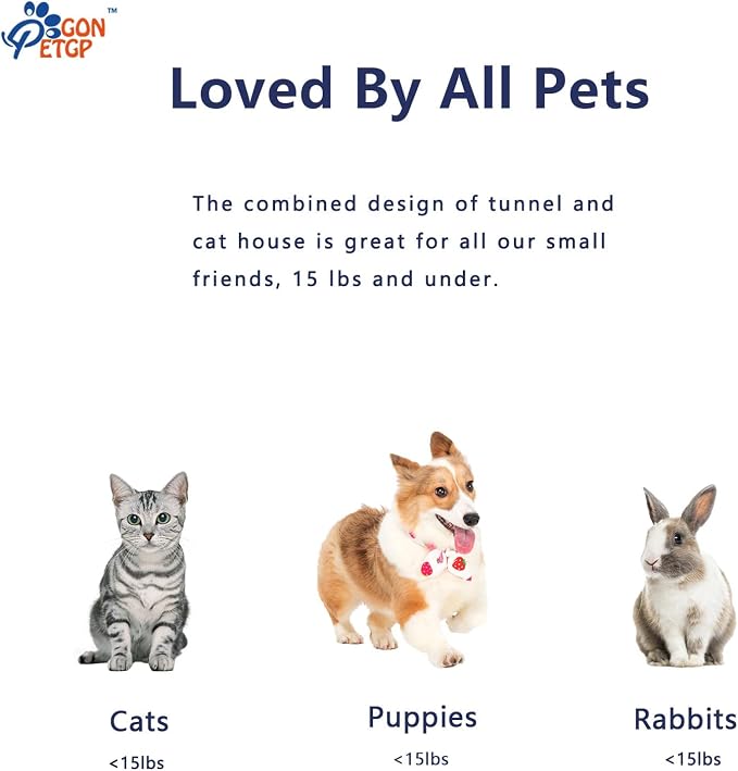 GONPETGP Cat Tunnel and Cubes Combo, Indoor Cat Tunnels with Play Ball, Interactive Crinkle Collapsible Tent and Cubes, All in One Set of 3