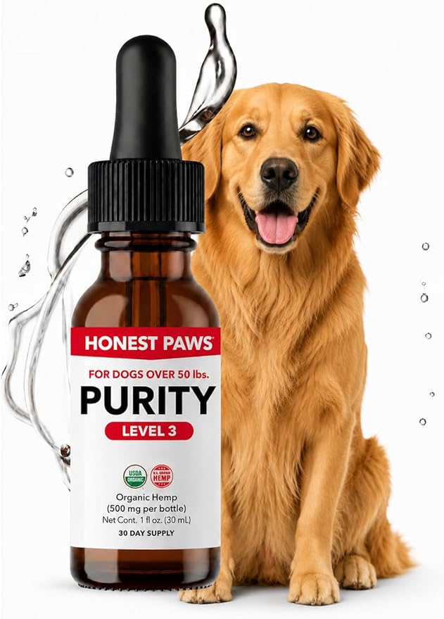Honest Paws Hemp Oil for Dogs - Natural Hemp Seed Oil Drops Rich in Omega 3 6 9 - May Help Support Calm Behavior, Physical Comfort & Overall Wellness - Made in USA