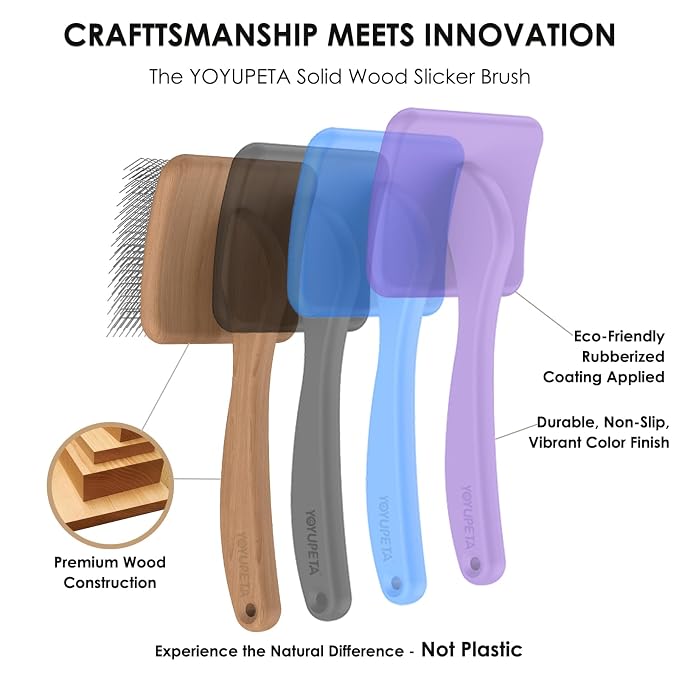 Large Dog Slicker Brush for Goldendoodles, Poodles - 3 in 1 Grooming Kit with Undercoat Rake & Comb - Extra Long Pins Slicker Brush for Dematting, Thick Coats, Shedding, Detangling, Black