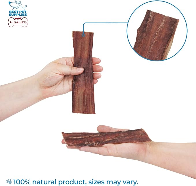 GigaBite Beef Esophagus Dog Treats - Natural Gullet Sticks for Dogs, High Protein Single Ingredient Dog Chews, Rawhide Free Dental Dog Treats for All Dog Breeds - Strips (6 Inch), Pack of 22