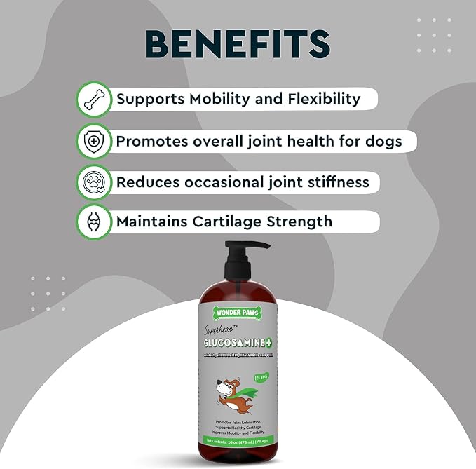 WONDER PAWS Kidney Cleanse Drops Plus Liquid Glucosamine Superhero Drops - for Dog's Kidney Health, Mobility, Joint Care & Immune Support – Kidney Cleanse 2 Ounces - Liquid Glucosamine 16 Ounces
