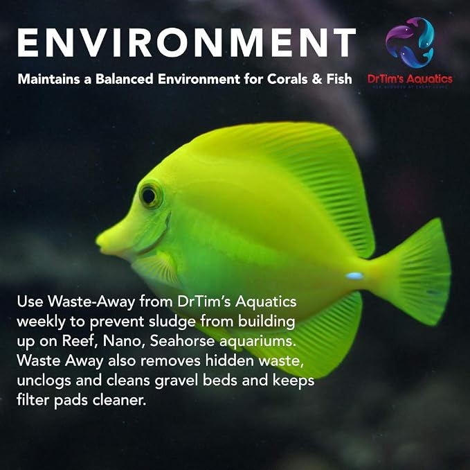 DrTim’s Aquatics Waste-Away Reef – 128 oz – Natural Maintenance Formula – Helps Break Down Hidden Organic Waste, Supports Flow & Clarity, Keeps Filters Running Freely