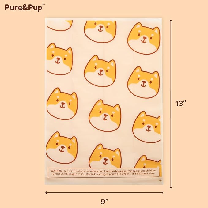 Pure & Pup 100% Certified Home Compostable Dog Poop Bags - Plant Based Corn Starch - Cute Poop Bags - 18 Dog Poop Bags Rolls - Extra Strong & Leak Proof - ASTM D6400 & EN 13432 Compliant - 270 Count