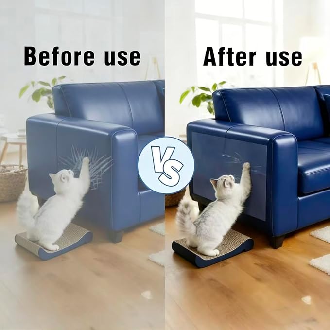 Cat Scratch Furniture Protector for Couch - 197" x16.5"Extra Large Cat Couch Protector Tape, 2.5X Thicker Anti Scratch Film, Corner & Armrest Guard for Leather Sofa, Residue-Free Clear Vinyl