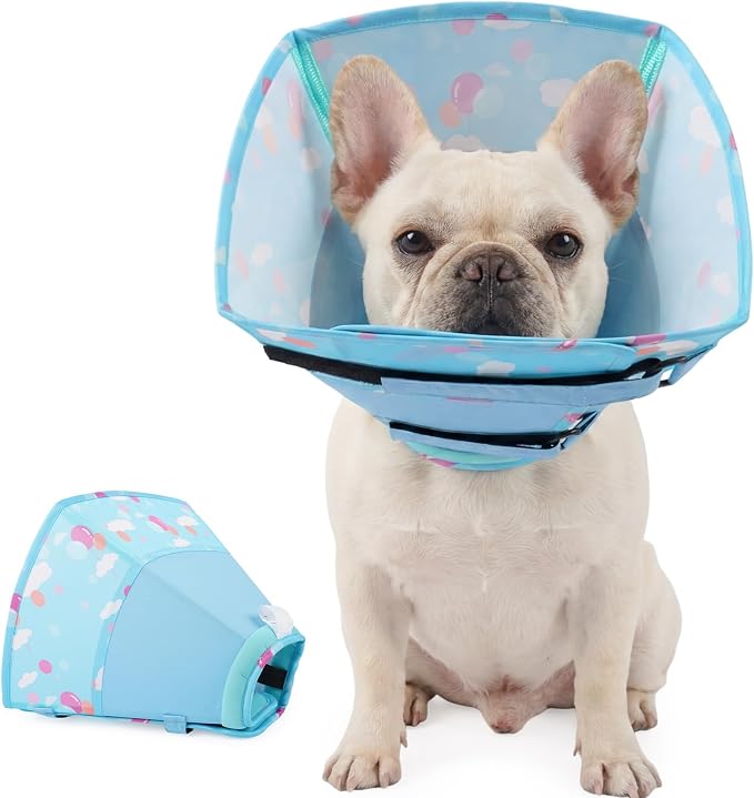 Allroaring Dog Cone, Soft Dog Cone Collar to Stop Licking, Adjustable Cones for Medium Dogs, Comfy Pet Recovery Collars & Cones Alternative for After Surgery Wound Healing, Blue M