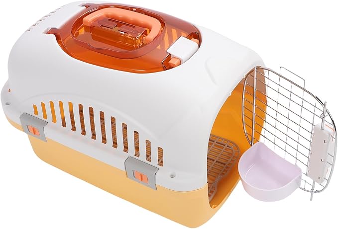Pet Carrier, Airline Approved 2 Door Top and Front Load Hard Sided Dog Crate, Cat Carrier with Detachable Design Skylight Handle for Cats Small Dogs Travel (Yellow)
