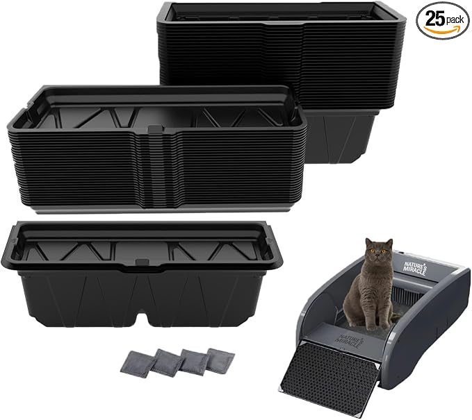 25PCS Disposable Waste Receptacles Compatible with Nature's Miracle 2nd,For LitterMaid Litter Box 3rd,Disposable Cat Litter Box with Charcoal Bags (Machine NOT Included)