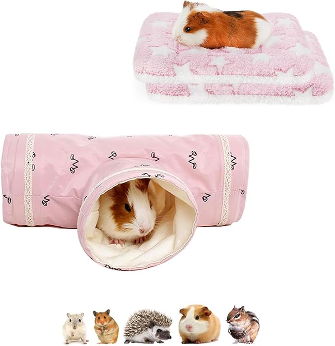 Amakunft 2 Pcs Guinea Pig Bed Mat Washable, Rabbit Winter Bed Pad for Indoor & uinea Pig Tunnels and Tubes, Guinea Pig Hideaway Play Toy, Small Animal Activity Structures