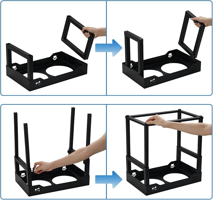 Elevated Dog Bowl Stand, 8.8 Lb Weight Capacity, Adjustable 8 Heights, Stainless Steel, Reduces Joint Stress, Easy to Use and Adjust, Anti-Skid Pads
