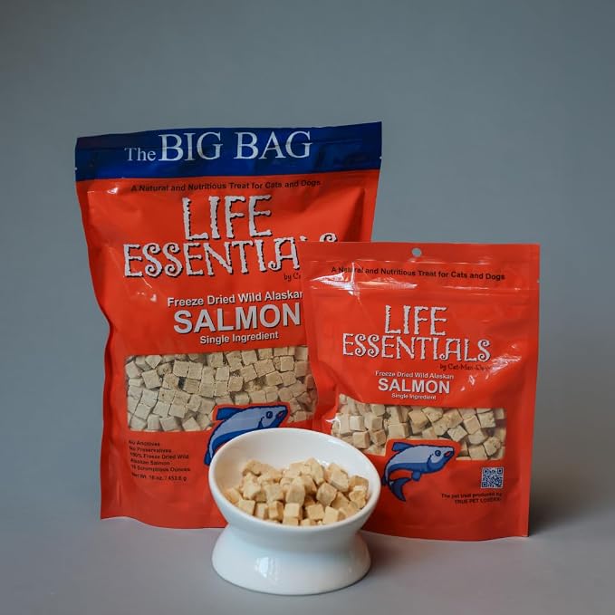 Life Essentials by Cat-Man-Doo | Salmon - 5oz. Bag | Freeze Dried Salmon Cat & Dog Treats | Healthy, Single Ingredient, Training Treats, High Protein