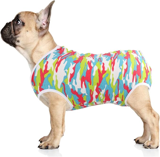 Etdane Dog Diapers Sanitary Panties Physiological Period Shirts Surgical Recovery Suits for Male and Female Dogs Camo/Medium