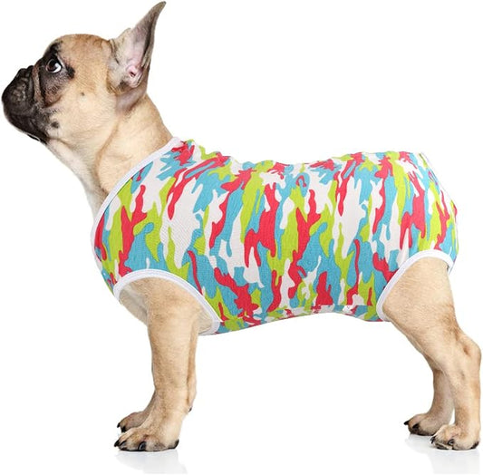 Etdane Dog Diapers Sanitary Panties Physiological Period Shirts Surgical Recovery Suits for Male and Female Dogs Camo/Medium