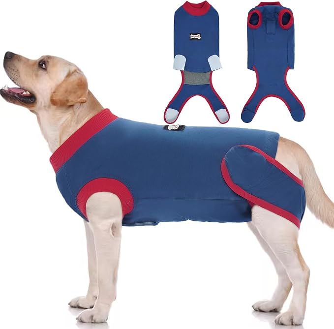 IDOMIK Dog Recovery Suit for Female Spay - Adjustable Anti-Licking Dog Post Surgery Onesie, Male Female Dog Neuter Spay Suits, Soft Abdominal Wound Bandage & E-Collar Cone Alternative