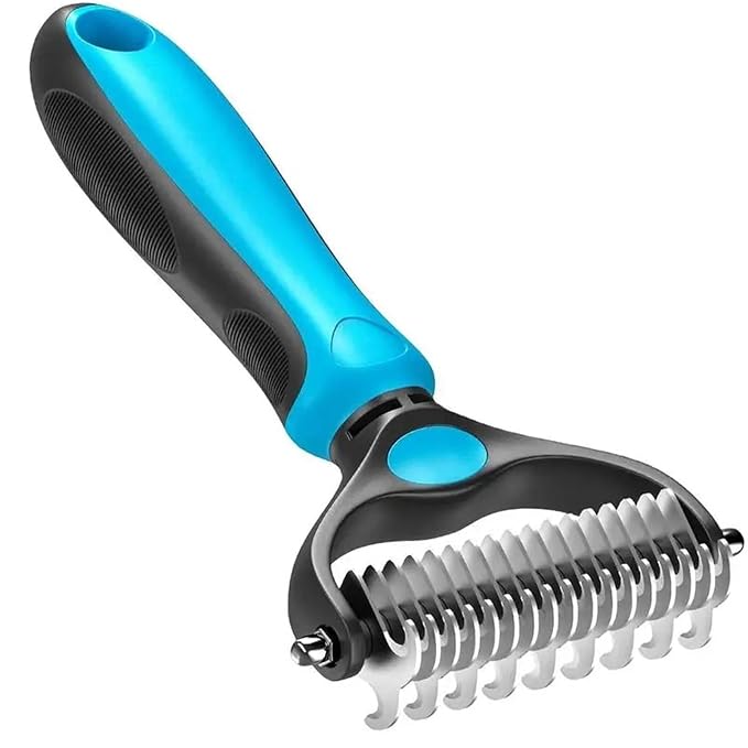 2 In 1 Pet Hair Removal Brush, Dog And Cat Comb Grooming Hair Removal Supplies, Comfortable Massage Style Hair Removal Comb Accessories(Blue)
