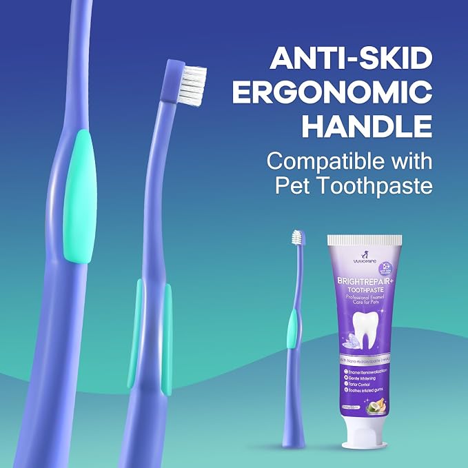 Enzymatic Dog & Cat Toothpaste with Nano-Hydroxyapatite + Medium-Soft Bristles Toothbrush