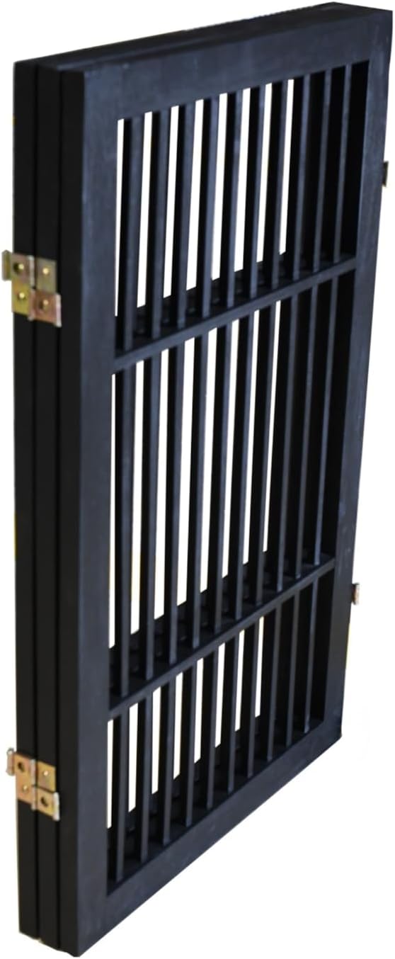 Urnporium Pet Dog Gate Freestanding, Strong Durable Folding Wooden Fence, Portable Acacia Hardwood Safety Barrier for Indoor & Outdoor Use (Black Pet Gate, 3 Panel 30" Tall)