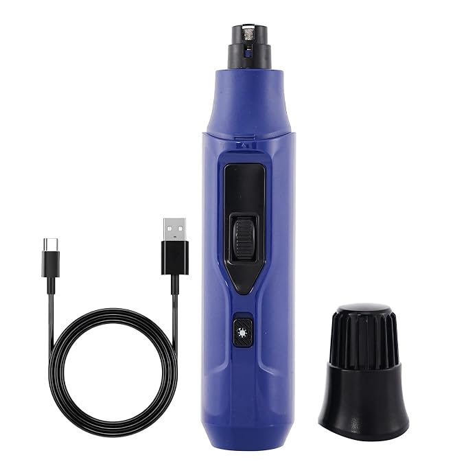 Dog Cat Nail Grinder with LED Light, 7 Speed Adjustable, Quiet Pet Nail Trimmer with 1 Grinding Heads, Cat and Dog Nail Clipper