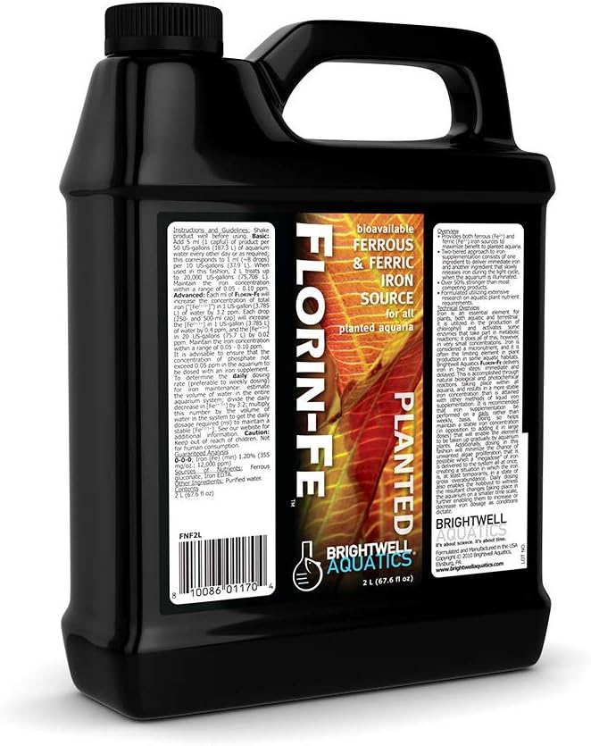 Brightwell Aquatics Florin-Fe Iron Supplement for Planted Aquariums – Dual-Action Iron Source for Plant Growth, Chlorophyll & Vibrant Foliage – Daily Dosing, 2L