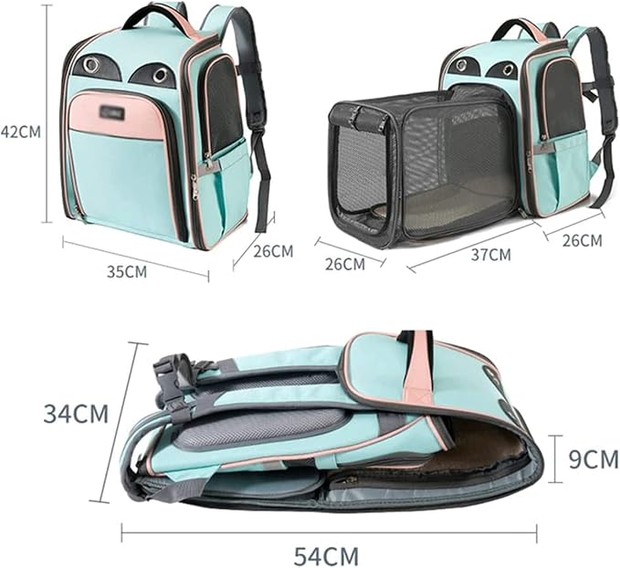 OLOTU Pet Backpack Large Capacity Cat Carrier, Expandable Foldable Cat Backpack, Breathable Pet Backpack Carrier for Cats Dogs and Small Animals Spacious
