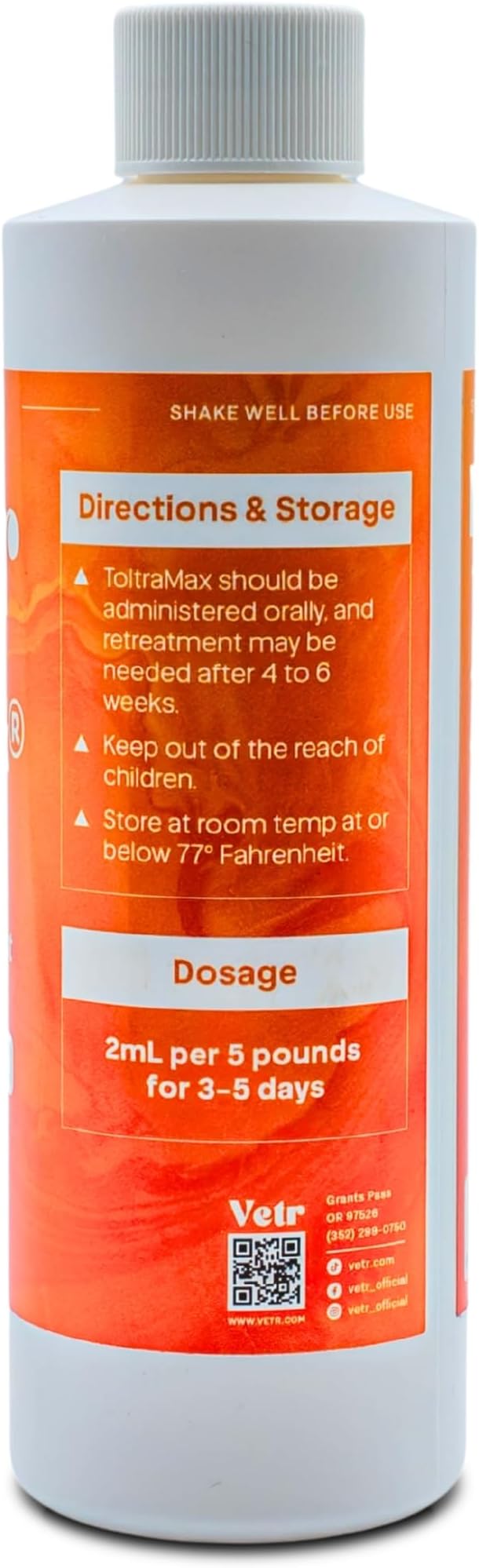 Toltrazuril 2.5% for Horses, Dogs, Cats, 240mL/8 Ounce, for Non-Food Chain Animals, Chicken
