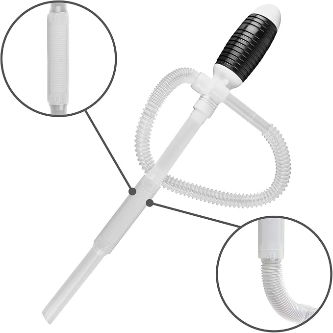 TERA PUMP - Manual, Portable Siphon Pumps Up to 12 Liter per Minute - Multiuse Patented Suction Tube Can be Set Straight (Rigid) w/Additional Piece, Or Flexible For Irregular Shaped Containers