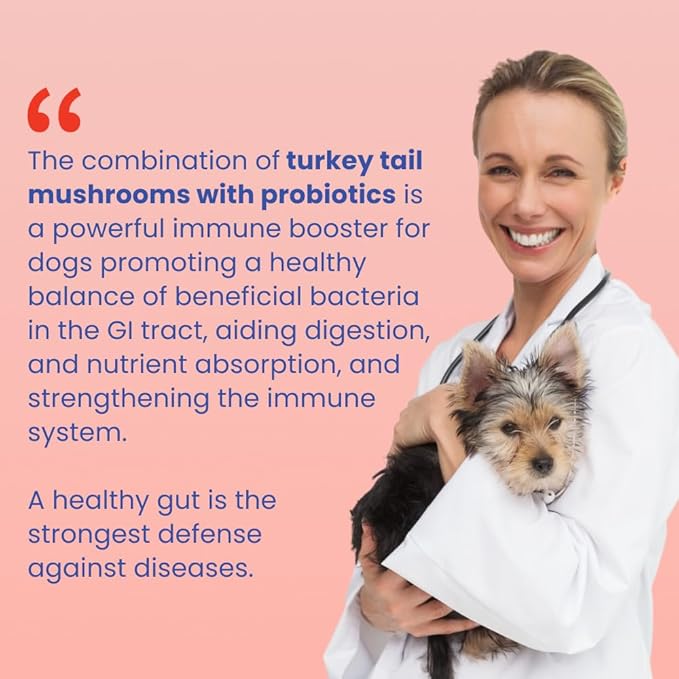 Fifth & Fido Turkey Tail Mushroom for Dogs - Lipoma Treatment for Dogs - Mushroom Supplement for Lumps & Bumps with Probiotics & Immune Support - Dog Food Topper Made in USA, 30 Servings (Blueberry)
