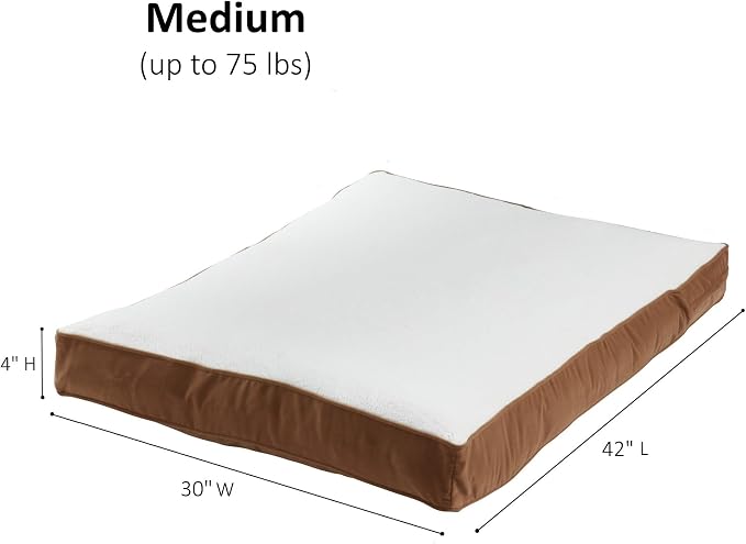 Happy Hounds Daisy Deluxe Supportive Sherpa Dog Bed, Medium (42 x 30 in.), Mocha