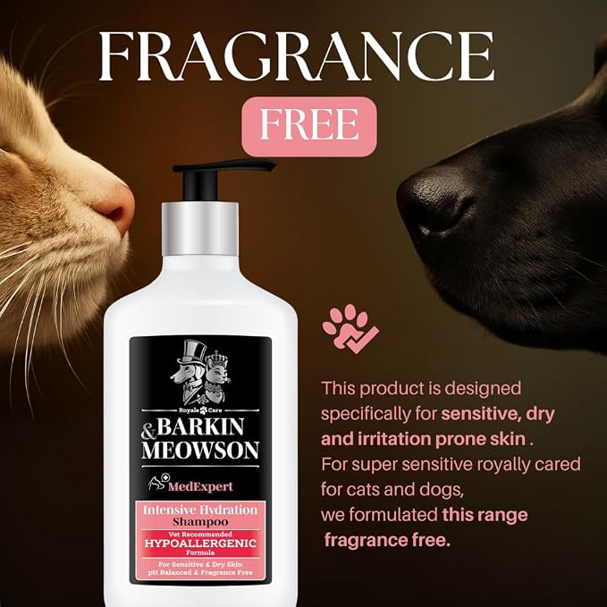 Barkin & Meowson MedExpert Hypoallergenic Intensive Hydration Shampoo 350ml / 11.83 fl.oz for Sensitive Skin, Dogs and Cats - Fragrance Free