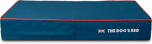 The Dog’s Bed Replacement Outer Cover, Oxford Fabric, Blue with Red Trim & UK Flag, Small, 4-Inch
