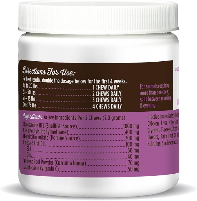 Dr. Joseph's VetPro Complete Dog Hip & Joint Wellness Supplement – High-Strength Glucosamine, MSM, Omega & Chondroitin Chews and Breeds – Vet Formulated Chicken Dog Treat - 60 Count