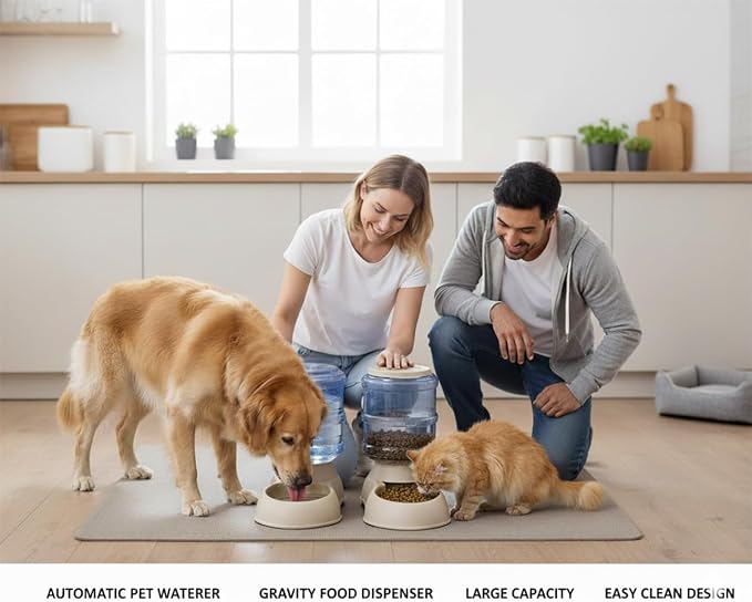 Pet Feeding Solution Automatic Cat & Dog Cafe Feeder and Water Dispenser in Set with Food Scoop - Ito Rocky 6-Meal Automatic Food Dispenser for Small/Middle Puppy and Kitten