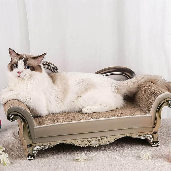 SONGWAY Cat Scratcher Sofa Bed - Corrugated Cardboard Scratching Pad, Luxury Cat Lounge Bed, Furniture Protecter with Textured Scratcher Mat